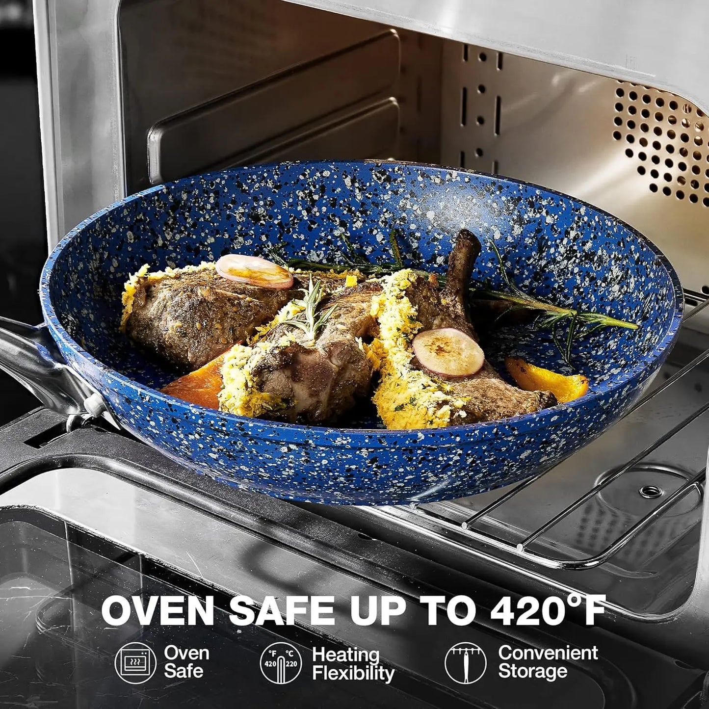 10" Frying Pan with Lid Nonstick Skillet Stainless Steel Handle