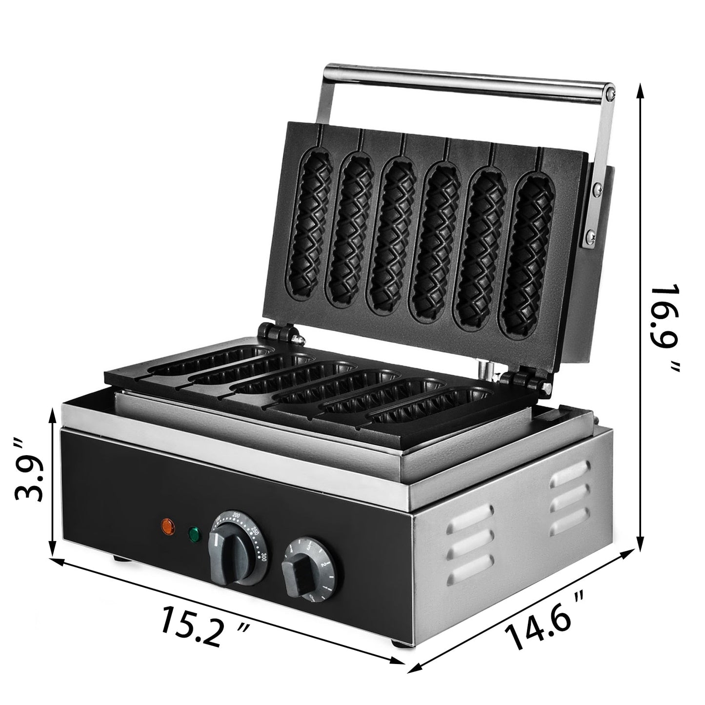 6pcs Electric Waffle Sausage Maker Non-Stick Commercial Appliance