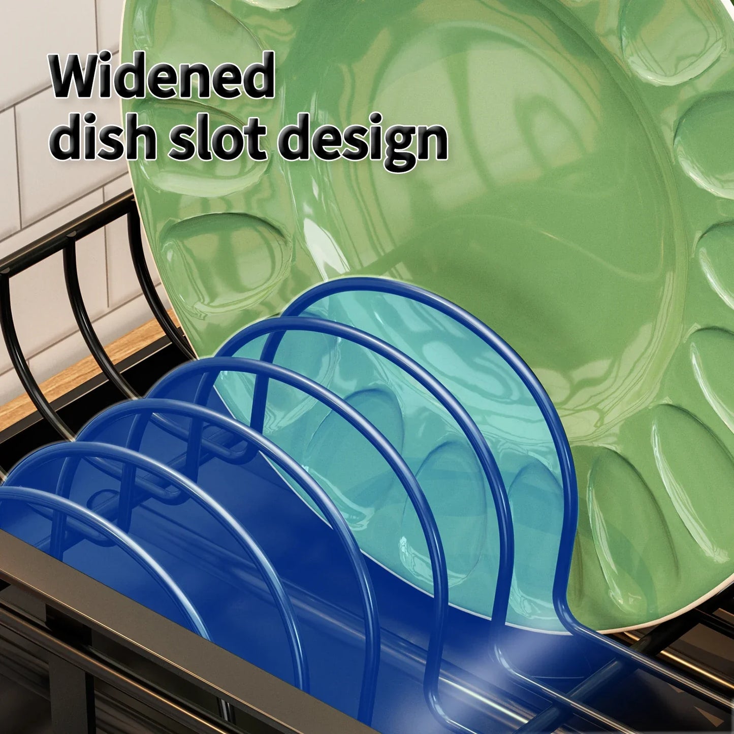 Adjustable Dish Rack With Drainboard for Kitchen Counter Sink Drainer
