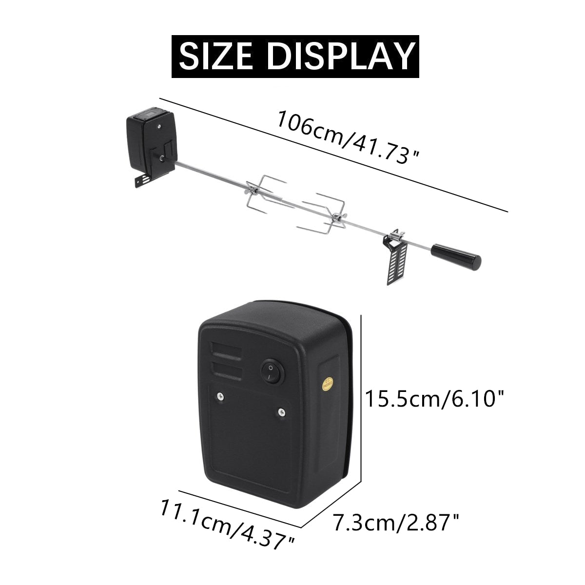 BBQ Grill Motor Meat Forks Set Automatic Spit Rod Rotisserie Kit