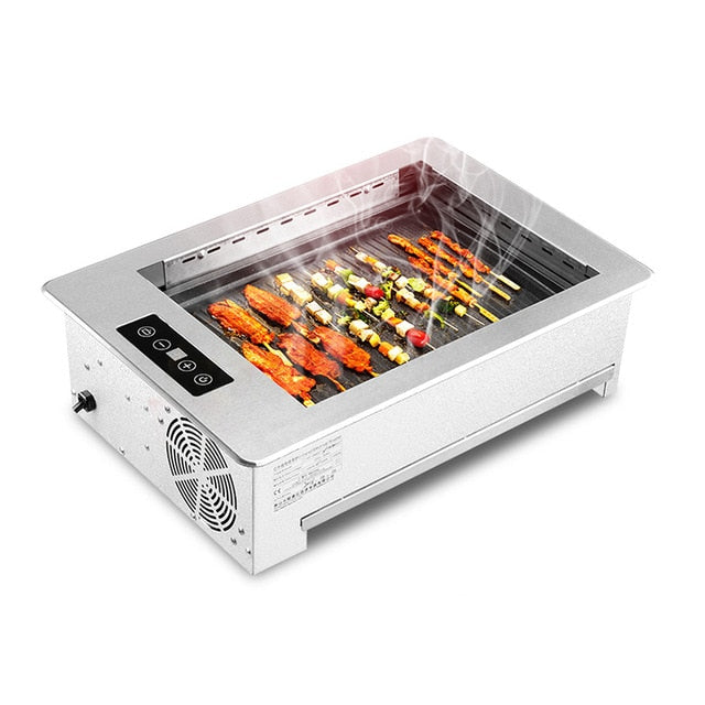 Electric Grill Commercial Restaurant Smokeless Barbecue Grill Pan