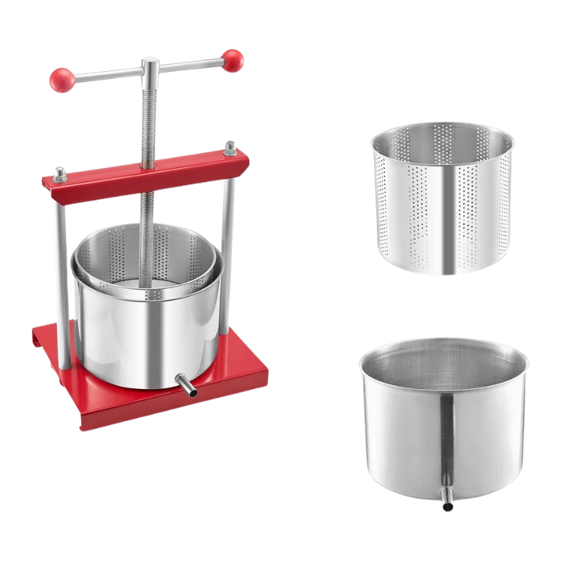 Fruit Press Stainless Steel Barrels Manual Juice Maker with T-Handle