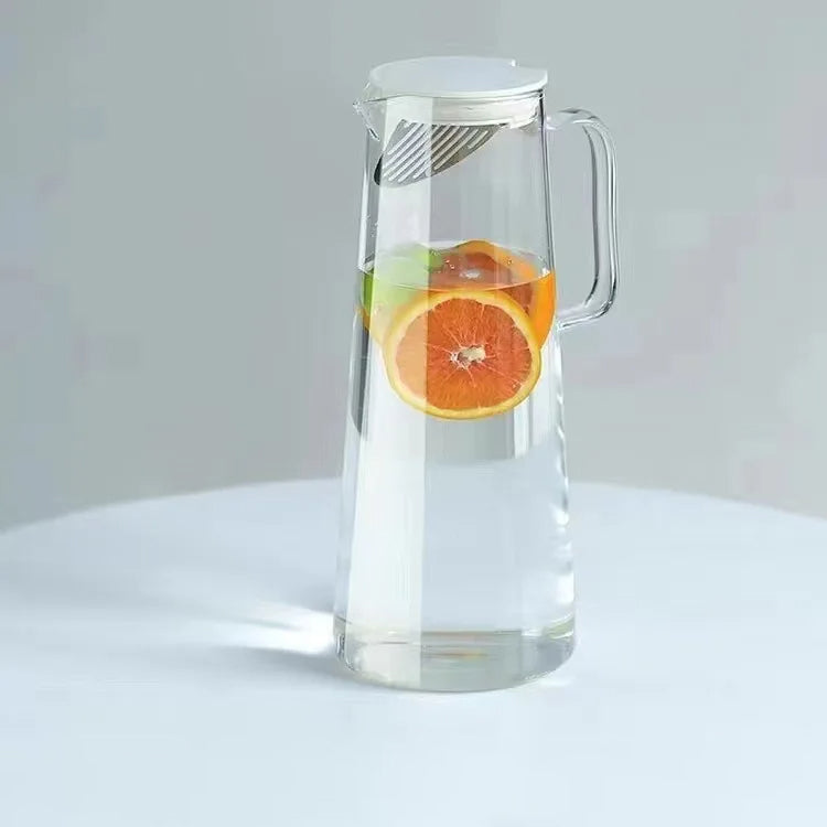 Glass Pitcher with Lid Easy Clean Heat Resistant Glass Water Jug
