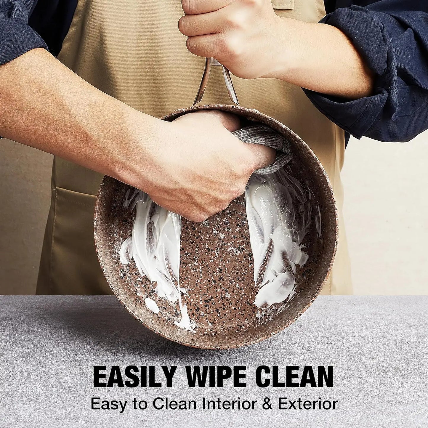 Nonstick Pan Set with Lid Stainless Steel Handle Multipurpose Pots