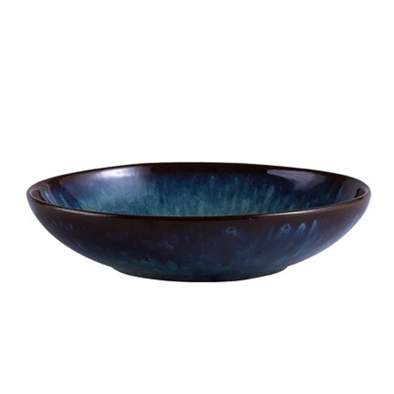 Retro Bird Pattern Ceramic Plate Old Creative Underglaze Deep Dish