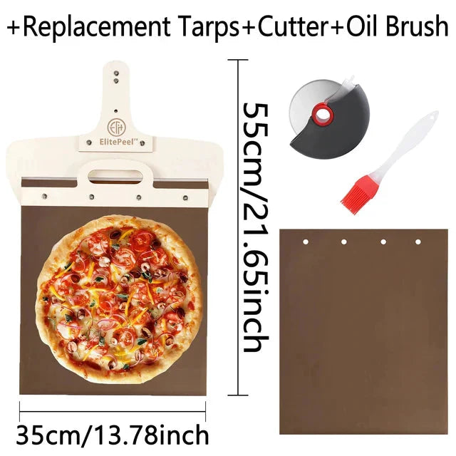 Sliding Pizza Peel Shovel Removable Wooden Handle Pizza Spatula with Tarps