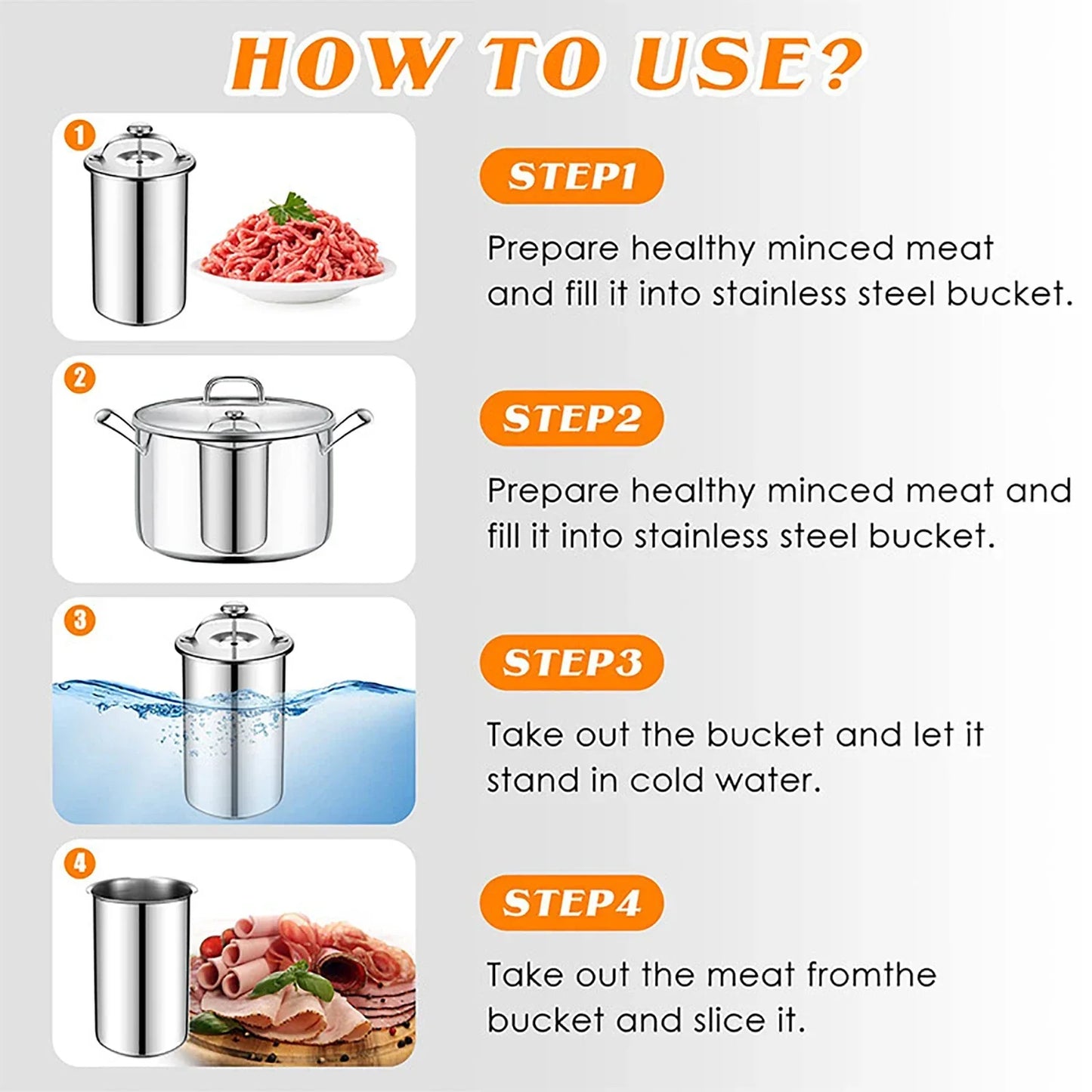 Stainless Steel Ham Maker Meat Press Cooker Mold with Thermometer