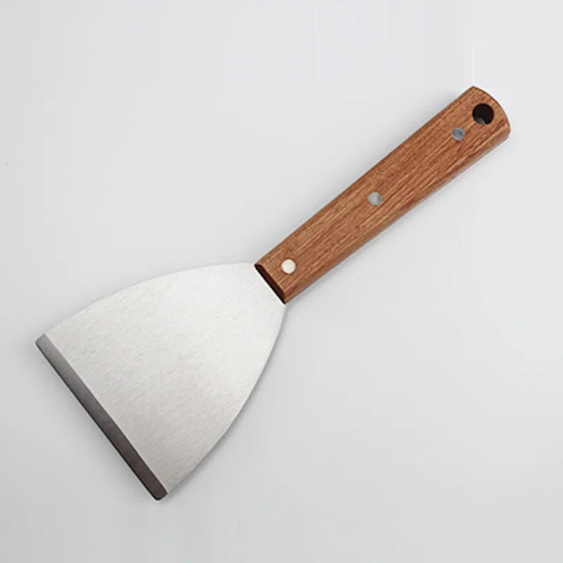 Stainless Steel Spatula Scraper with Wooden Handle Grill Flipper