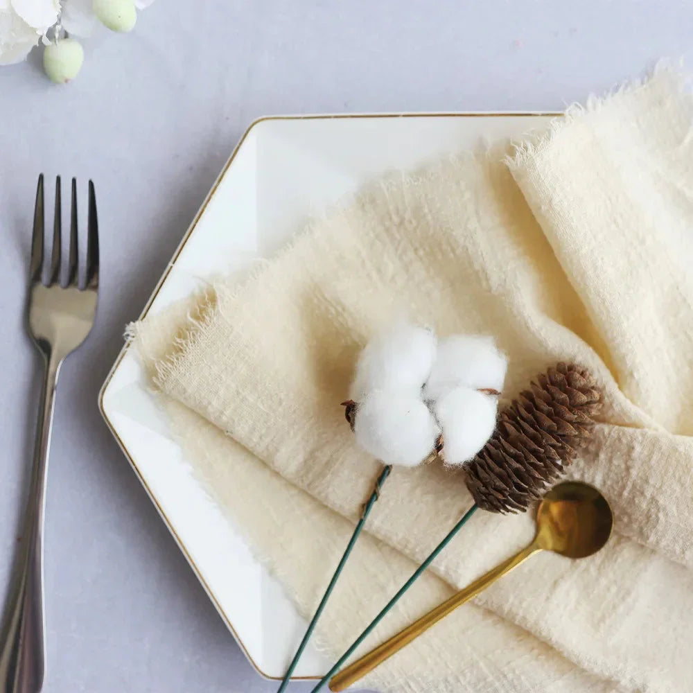 10pcs Cloth Napkin Cotton Table Accessories Linen Towel Decoration