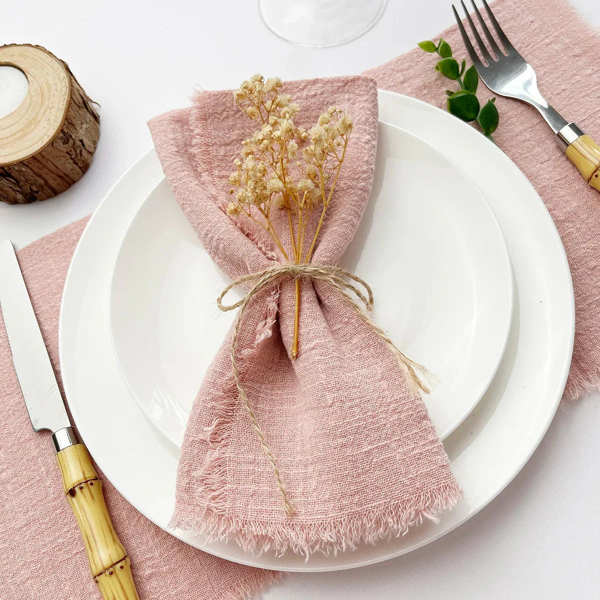 10pcs Napkin Reusable Tea Towel Table Décor Retro Burrs napkin