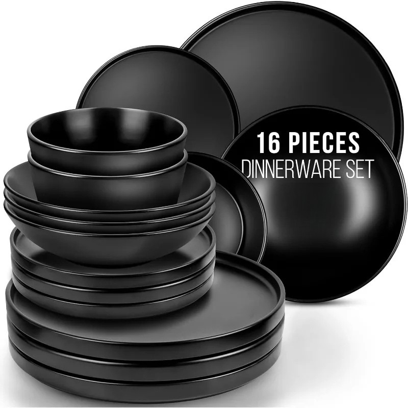 12-16pcs Elegant Porcelain Stoneware Plate Dinnerware Tableware Set