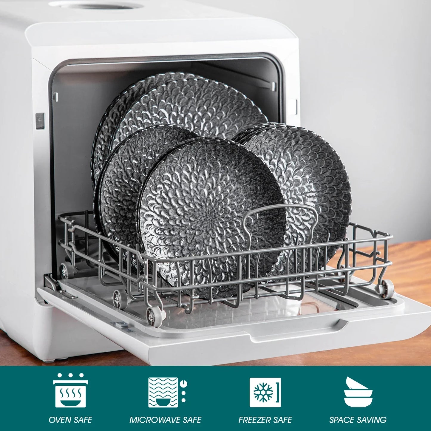 12/24pcs Stoneware Dinnerware Set Textured Ceramic Combination Set