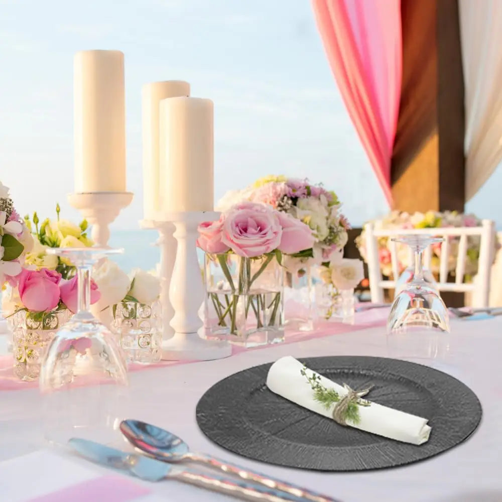 13" Decorative Round Table Charger Plates in Color Black 50pcs