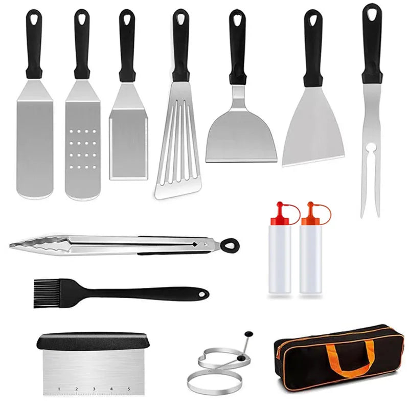 15Pcs Stainless Steel Griddle Accessories Kit BBQ Tools Set