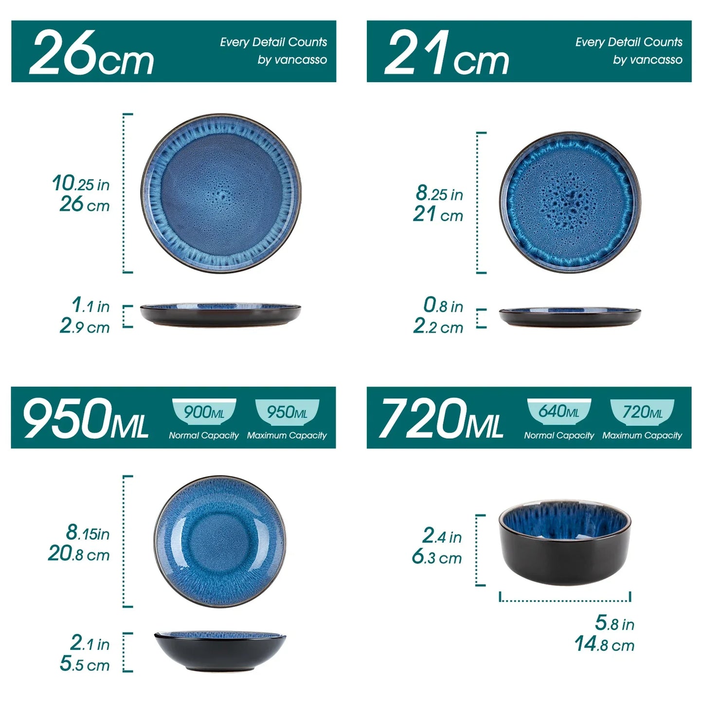 18/24pcs Ceramic Plate Set Mediterranean Stoneware Dinner Set