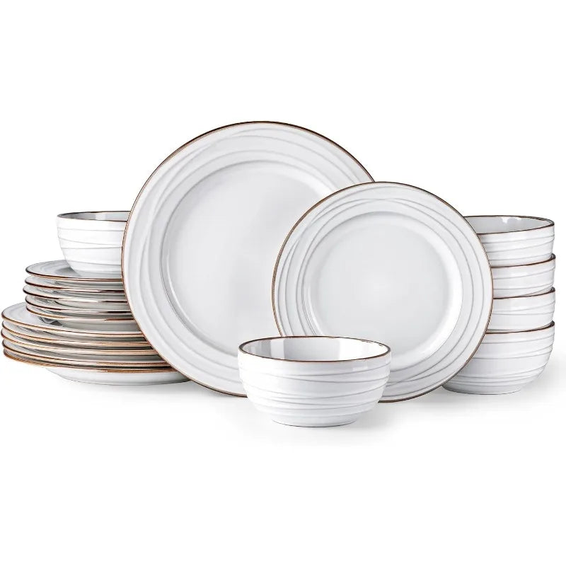 18pcs Elegant Ceramic Dinnerware Sets Stoneware Plates and Bowls Sets
