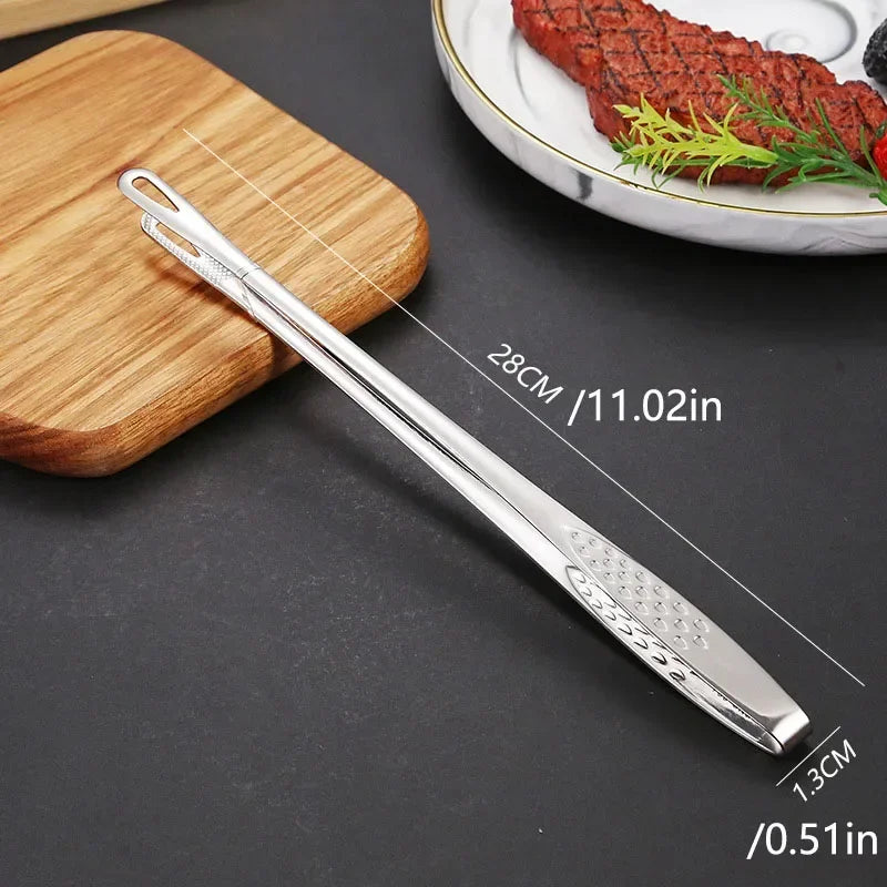 1pc Stainless Steel Kitchen Barbecue Clip Extended Food Clip Utensils