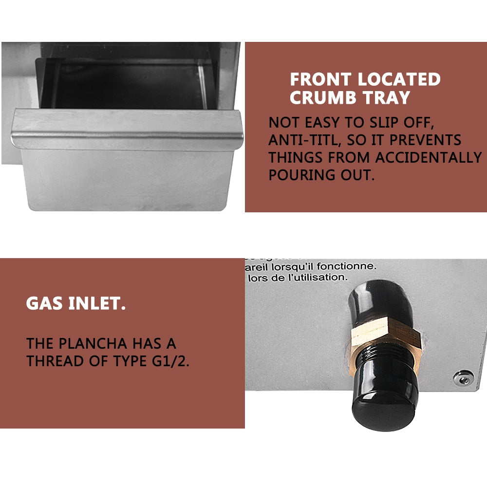 2 Burners Grill LPG BBQ Griddle for Commercial Non-stick Iron Plate