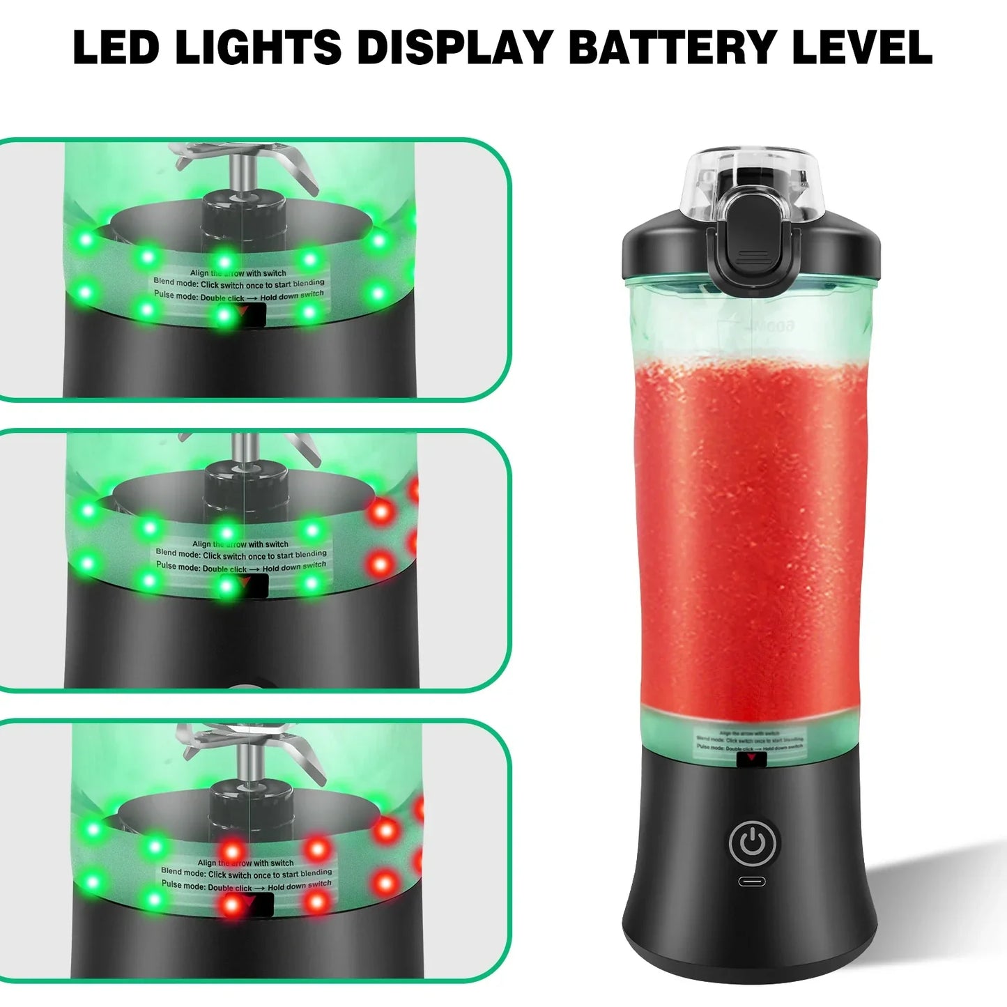 2 in 1 Portable Blender Electric Juicer and Smoothie Mixer Mini Blender