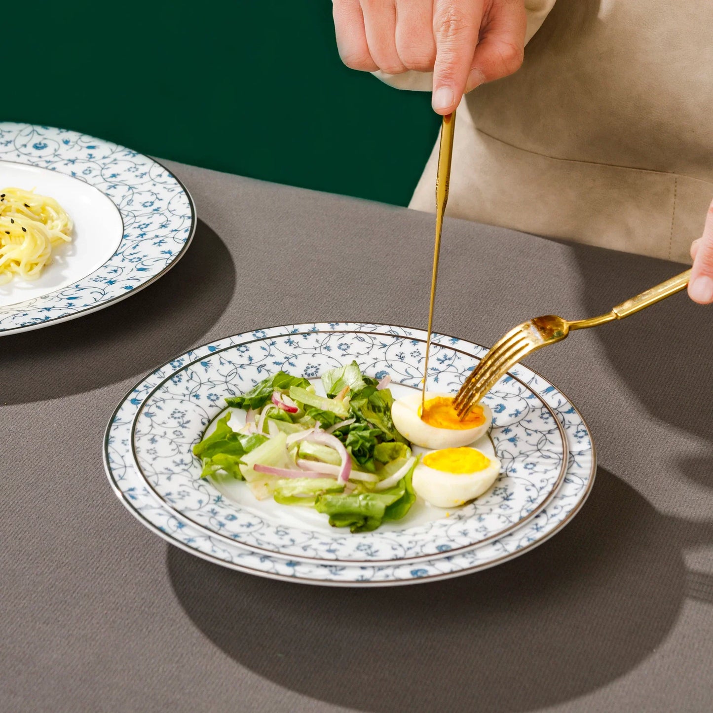 20pcs Blue Floral Print Ceramic Dinnerware Set for 4 Tableware Set