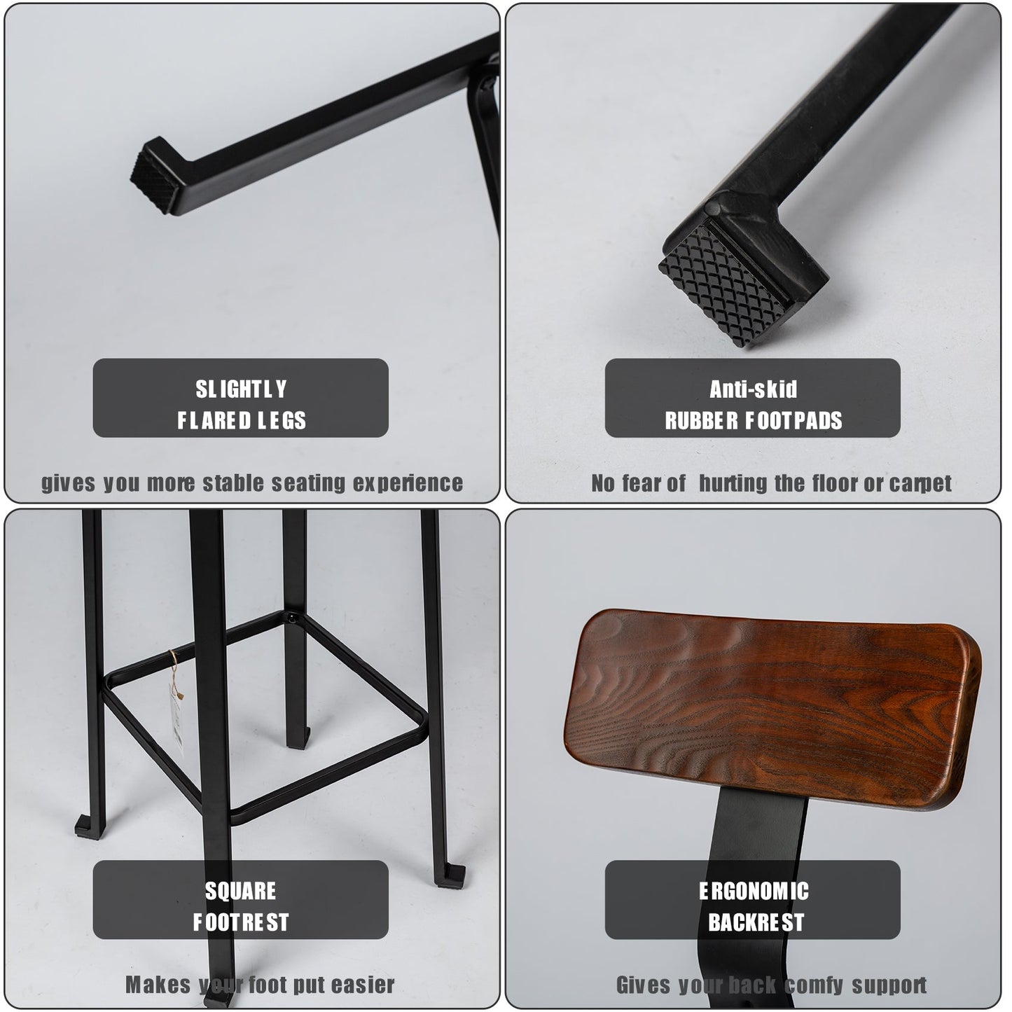 2Pcs Counter Height Bar Stools Vintage 360 Degree Swivel Barstool