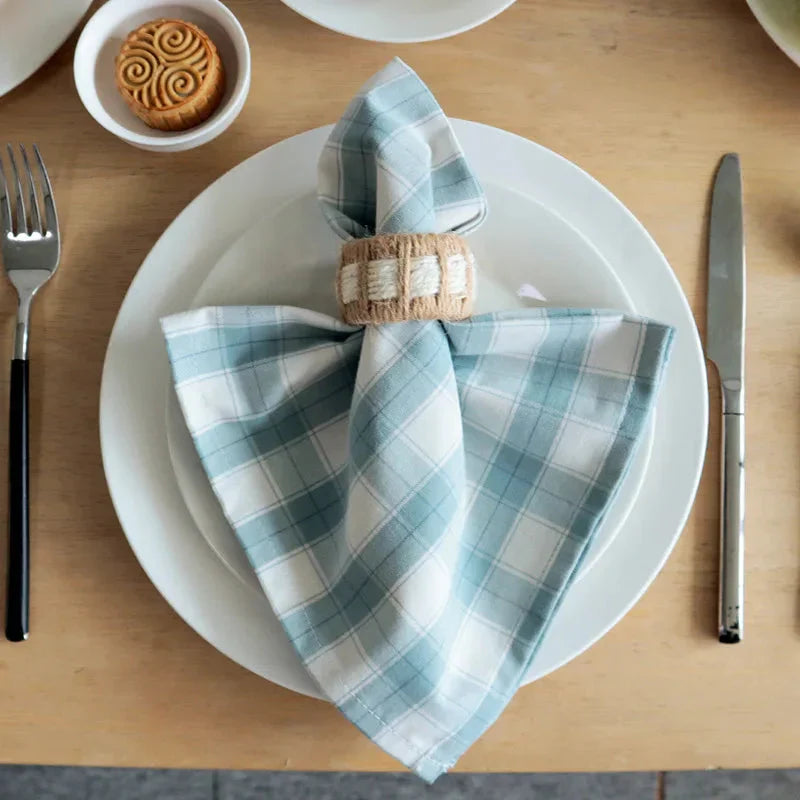 2PCS Plaid Cloth Napkin Square Napkin Western Napkin Nordic Style