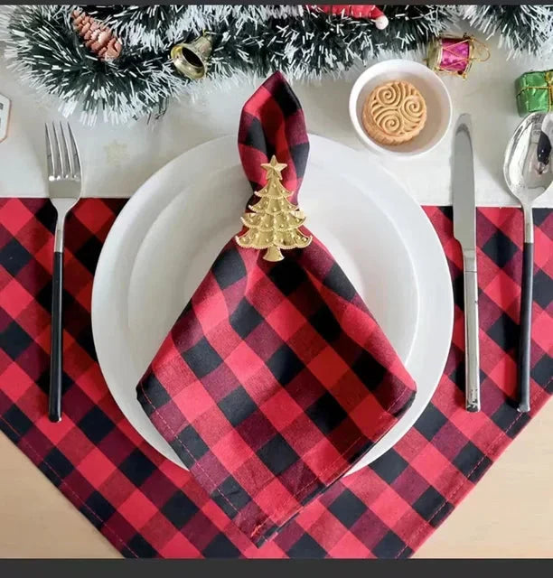 2PCS Plaid Cloth Napkin Square Napkin Western Napkin Nordic Style
