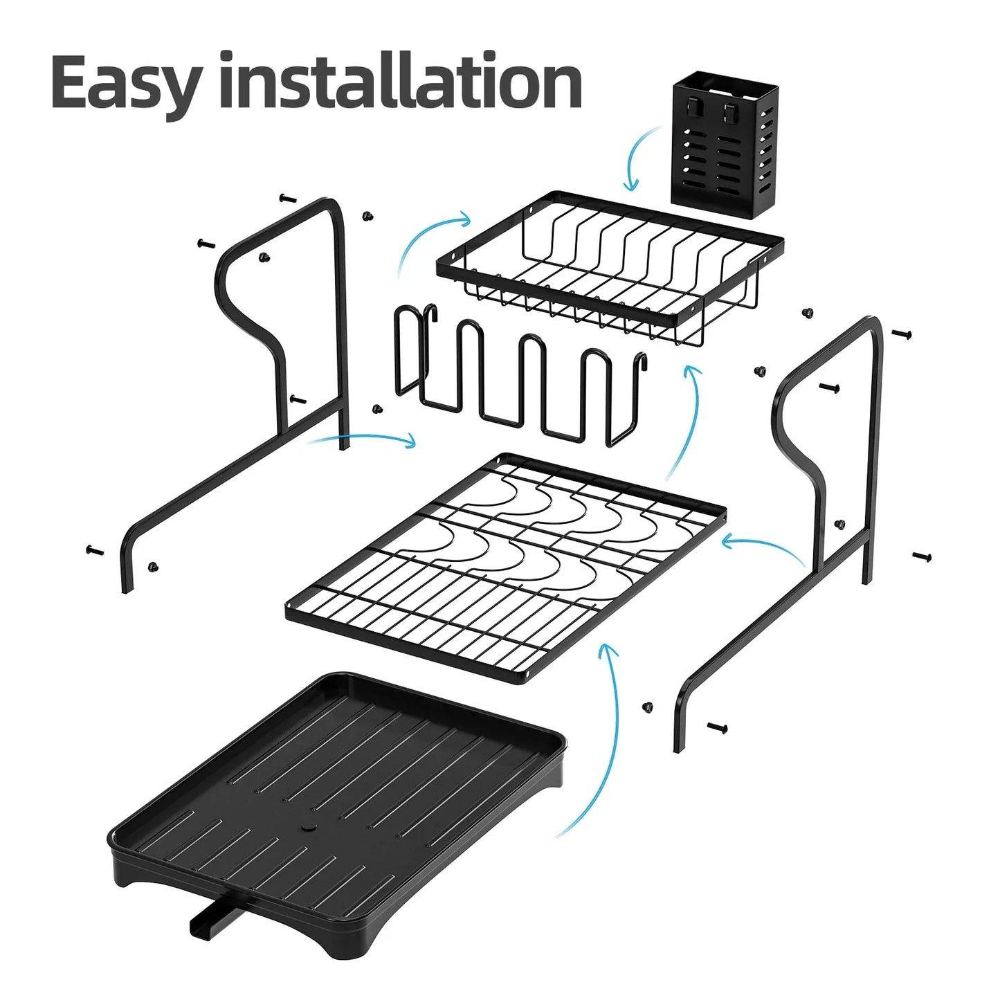 2Tier Metal Dish Drying Drainer Rack With Drainboard Kitchen Counter