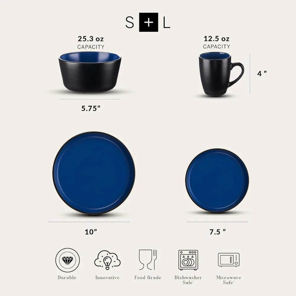 32pcs High quality Stoneware Modern Dinnerware Plate Bowl Mug Set