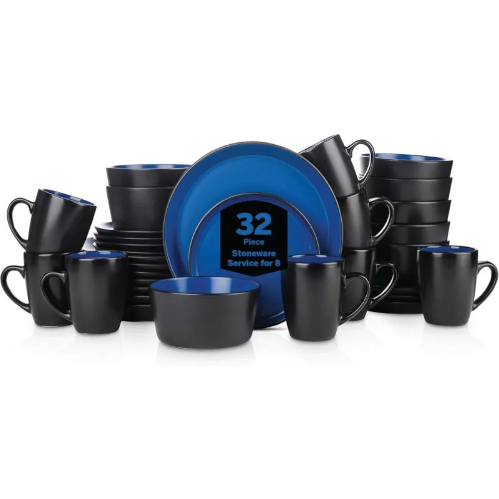 32pcs High quality Stoneware Modern Dinnerware Plate Bowl Mug Set