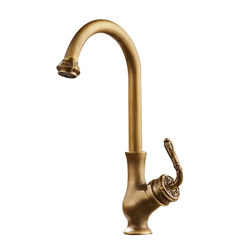 360 Swivel Antique Brass Kitchen Mixer Tap Kitchen Sink Basin Faucet