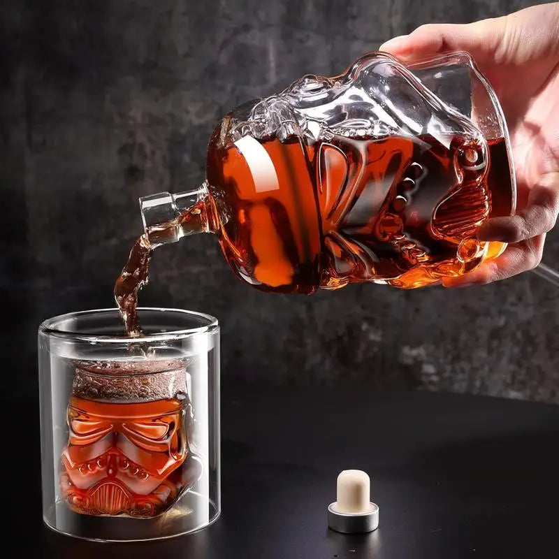 3pcs Creative Whiskey Decanter with 2 Counts Glasses Bar Utensil