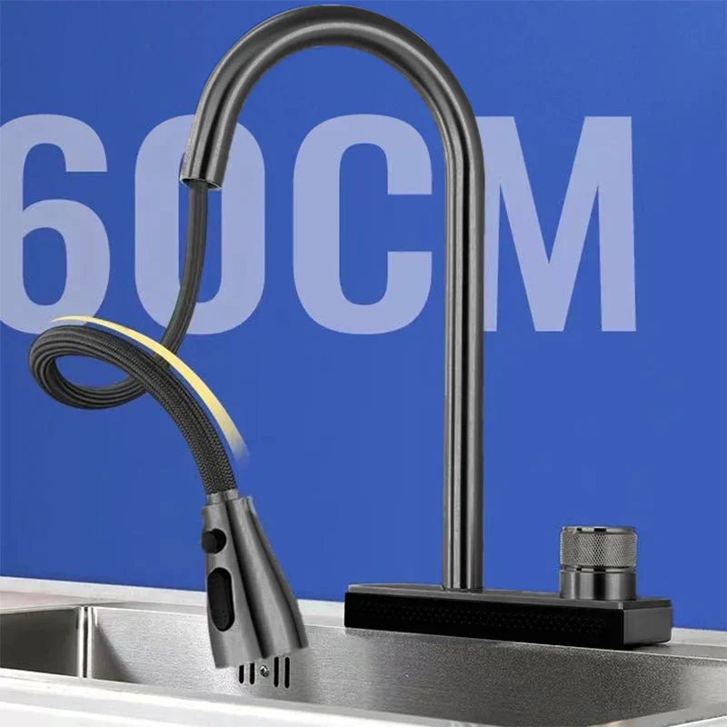 4 Modes Waterfall Sink Kitchen Faucet Pull Out Sprayer Head Faucet