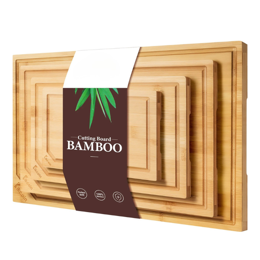 4pcs Kitchen Bamboo Cutting Board Set with Inner Handle Design