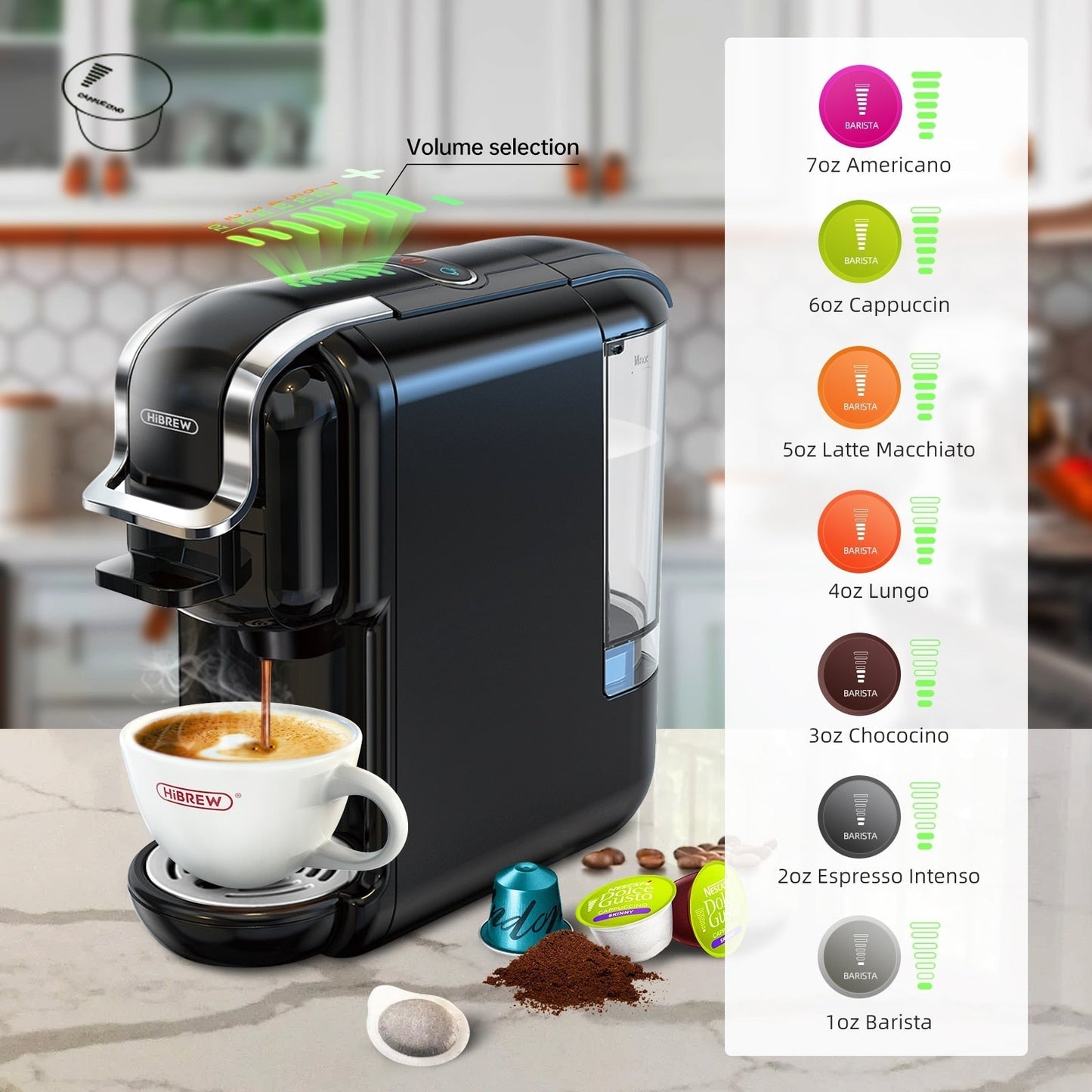 5 in 1 Multiple Capsule Coffee Machine Capsule ESE Pod Ground Coffee