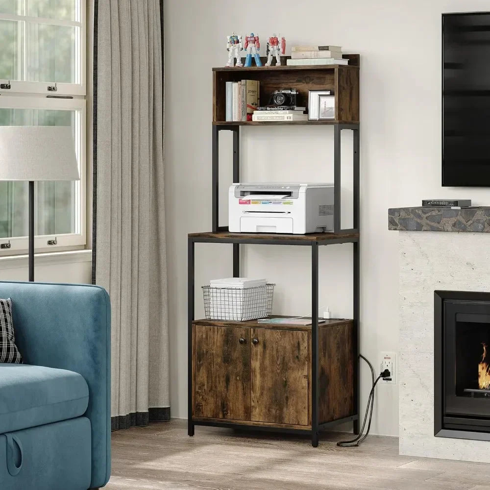 5 Tier Kitchen Bakers Rack with Power Outlet Kitchen Storage Shelf