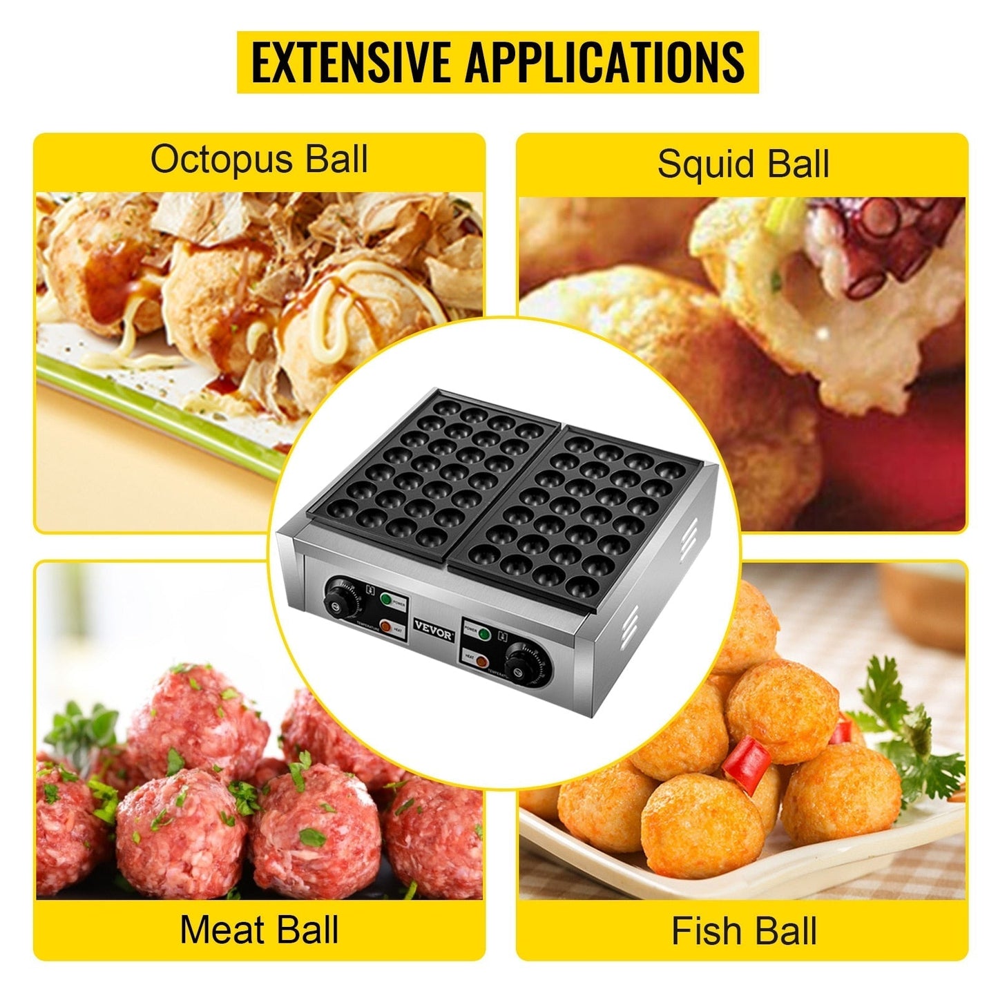56 Electric Commercial Octopus Fish Ball Takoyaki Maker Double Pan