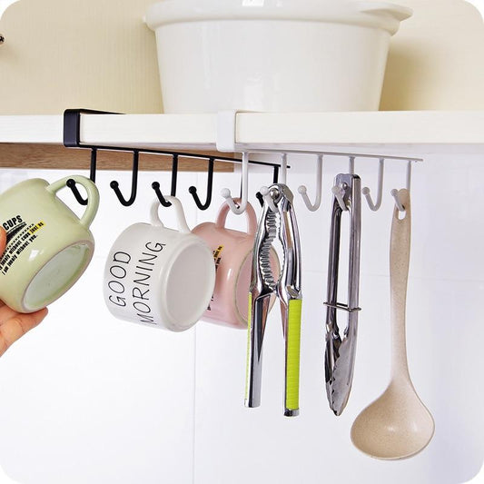 6 Hooks Hanging Cup Holder Rack Space Saving for Mug Organizer