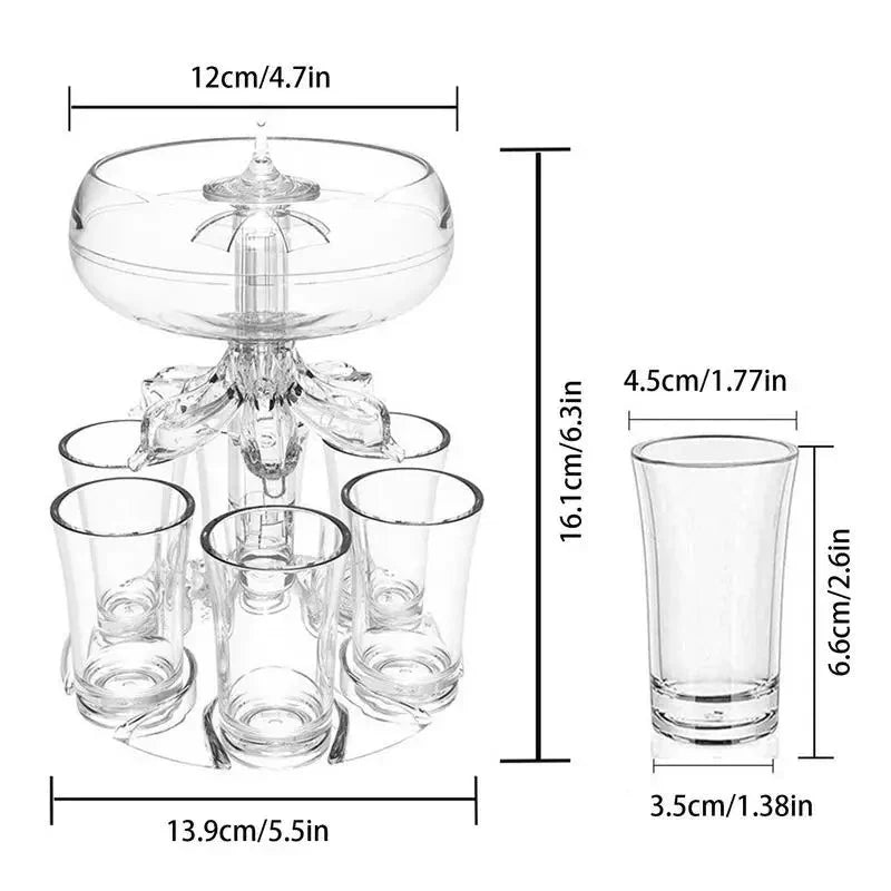 6 Shot Glass Dispenser And Holder Dispenser For Filling Liquids Shots