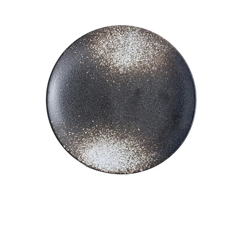 6/8/10" Ceramic Flat Dish Retro Japanese Style Steak Plate Pasta Tray