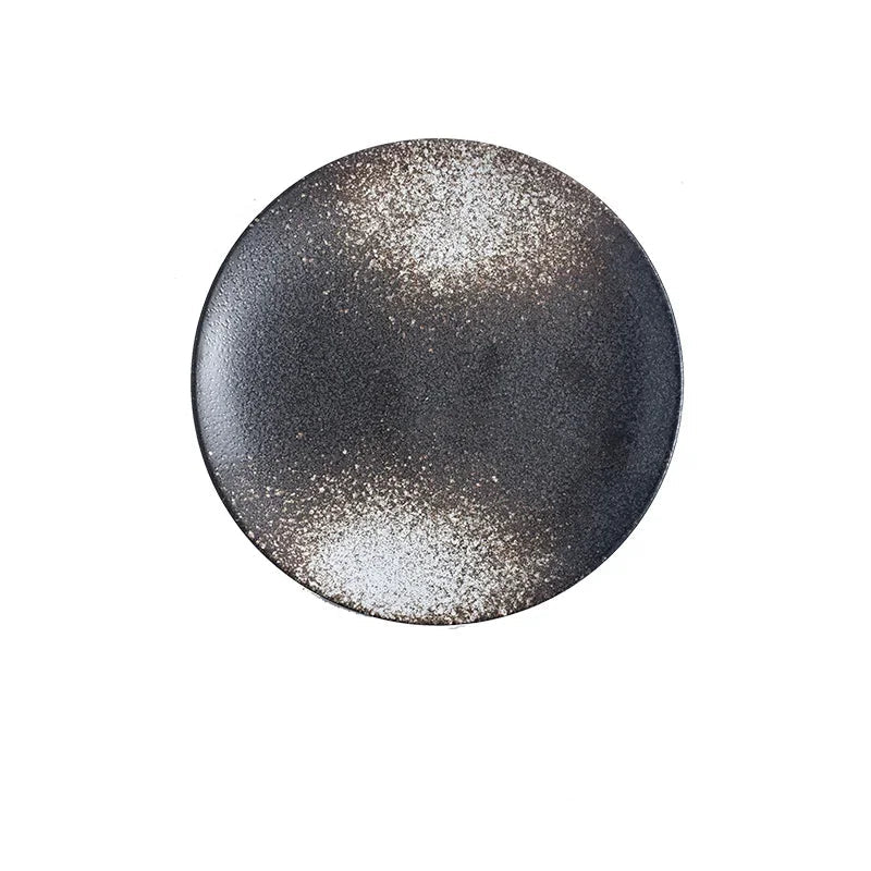 6/8/10" Ceramic Flat Dish Retro Japanese Style Steak Plate Pasta Tray