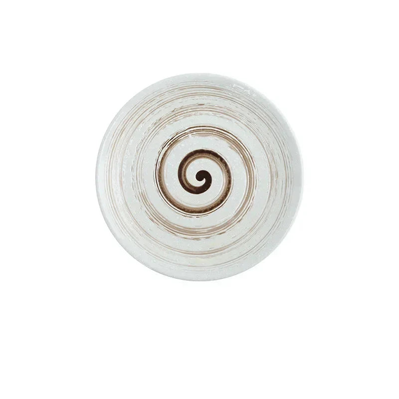 6/8/10" Ceramic Flat Dish Retro Japanese Style Steak Plate Pasta Tray