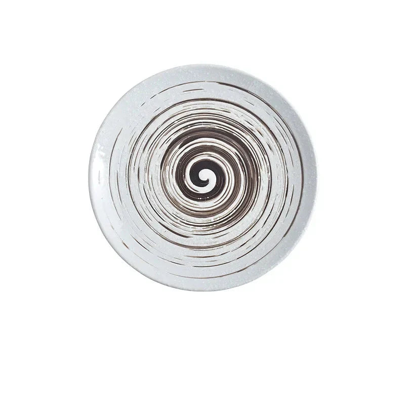 6/8/10" Ceramic Flat Dish Retro Japanese Style Steak Plate Pasta Tray