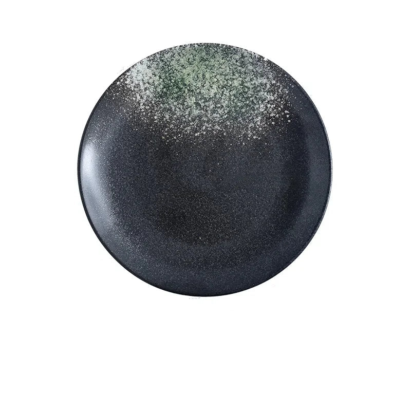 6/8/10" Ceramic Flat Dish Retro Japanese Style Steak Plate Pasta Tray