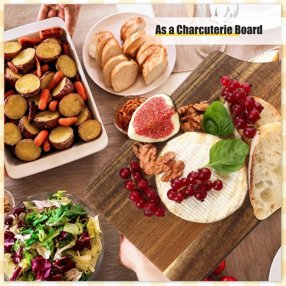 6pcs Wooden Cutting Board Kitchen Thicken Chopping Platter with Handle