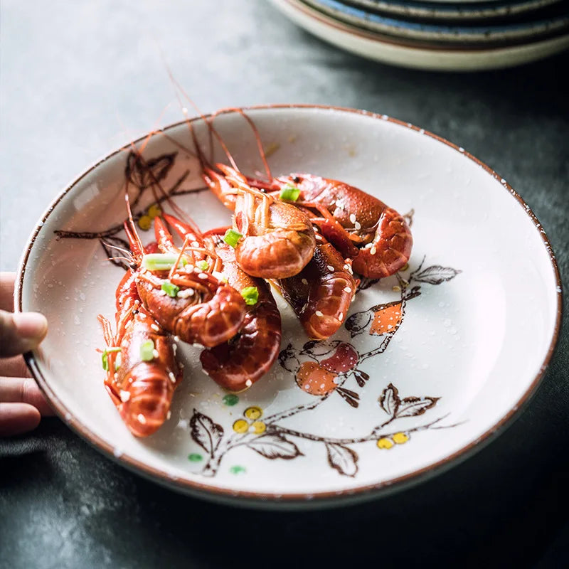 7" and 8" Underglaze Ceramic Round Plate Household Kitchen Tools