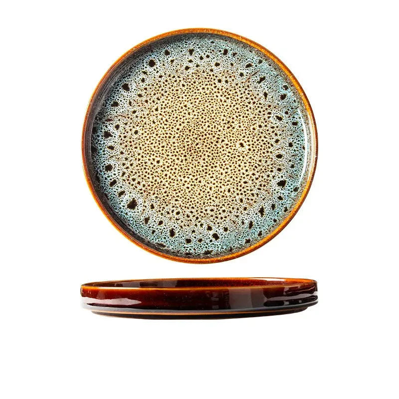 7.5" Ceramic Dumpling Dish Plate Round Tray Dinner Tableware Plate