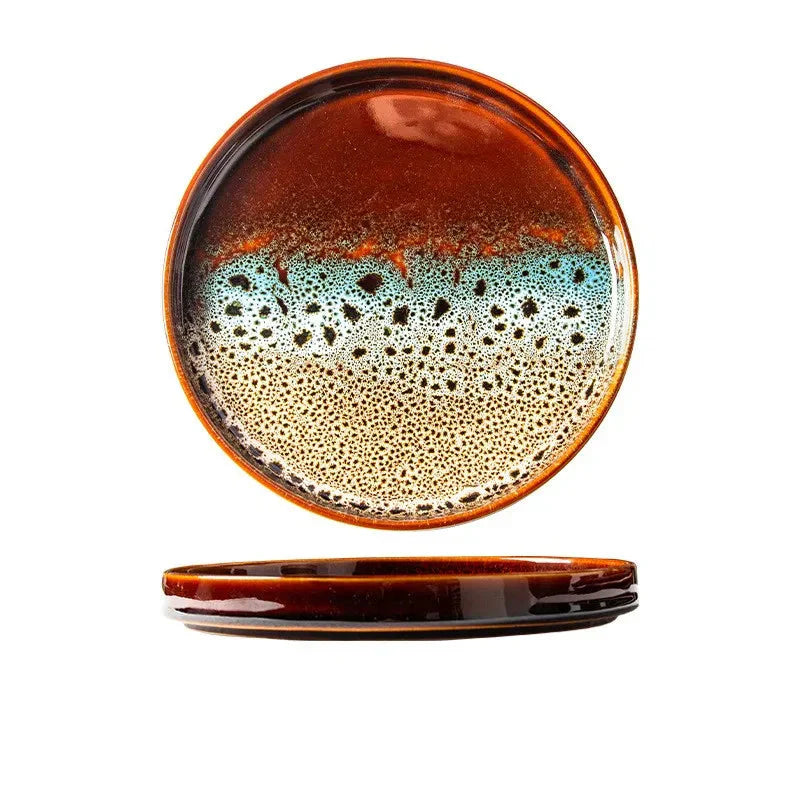 7.5" Ceramic Dumpling Dish Plate Round Tray Dinner Tableware Plate