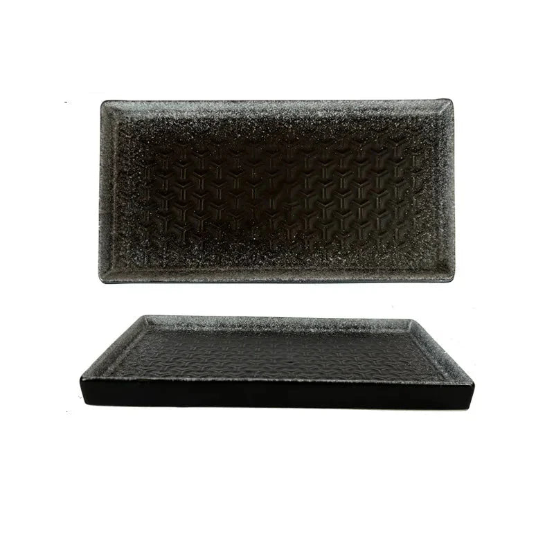 9.5" Ceramic Rectangular Barbecue Plate Restaurant Sushi Plate
