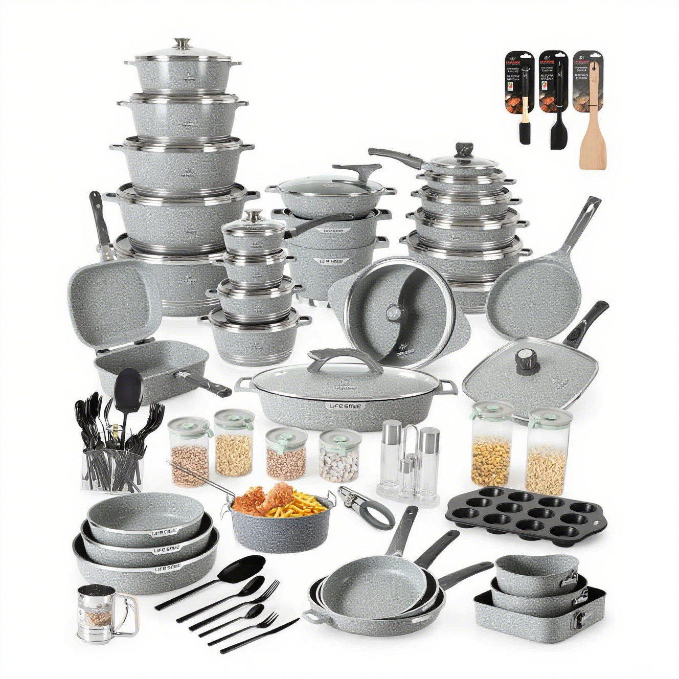Complete 134 Piece Cooking & Kitchenware Set Premium